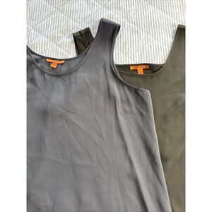 Harari Tank Top BUNDLE Size OX/XL 100% Silk Shell Camisole Gray & Olive Green